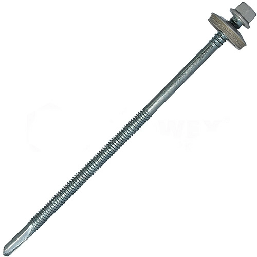 Саморез для сэндвич-панелей 6.3/5.5x185 мм RUSPERT (SILVER GREY), RAL 9006 бело-алюминиевый, 20 шт, Hardwex