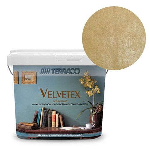 Перламутровая краска Terraco Velvetex VC-380, ведро 1 кг, бархатистый финиш