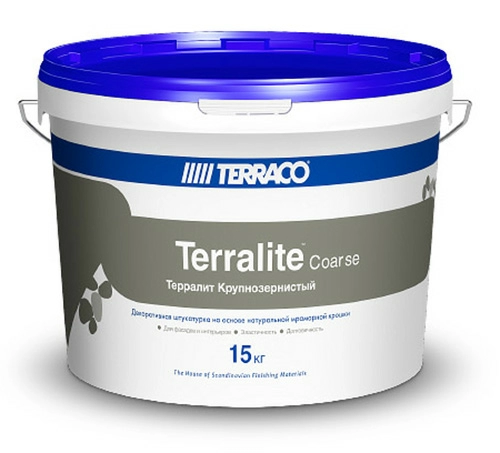 Мелкозернистая акриловая штукатурка Terralite Fine 02-F с мраморной крошкой, ведро 15 кг
