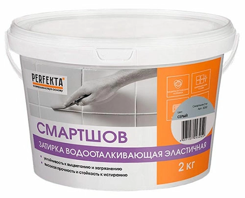 PERFEKTA СмартШов водоотталкивающая эластичная затирка (серый), ведро, 2 кг