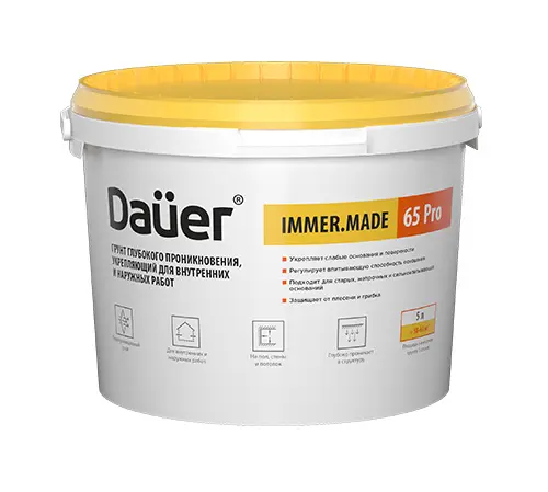 IMMER® MADE 65 Грунт глубокого проникновения, укрепляющий для внутренних и наружных работ PRO, 5 л