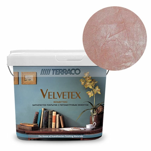 Перламутровая краска Terraco Velvetex VA-140, ведро 1 кг, бархатистый финиш
