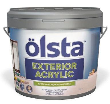 Акриловая фасадная краска Olsta EXTERIOR ACRILIC, база А, 9 л