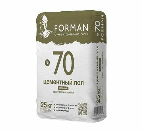 Цементный пол базовый самоуплотняющийся Форман 70, мешок 25 кг