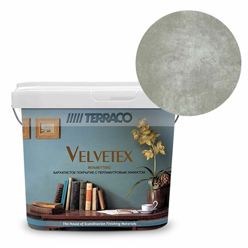 Перламутровая краска Terraco Velvetex VA-100, ведро 1 кг, бархатистый финиш