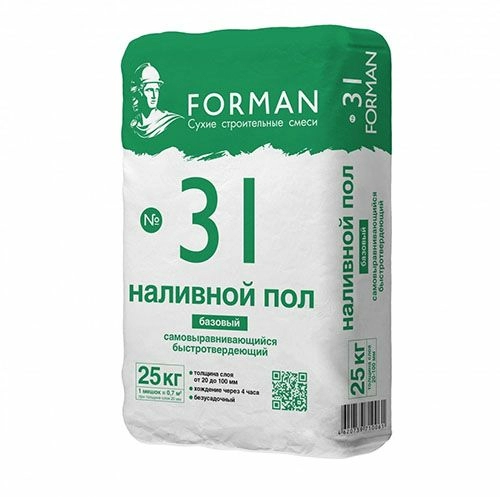 Наливной пол самовыравнивающийся толстослойный Форман 31 - 25 кг, мешок