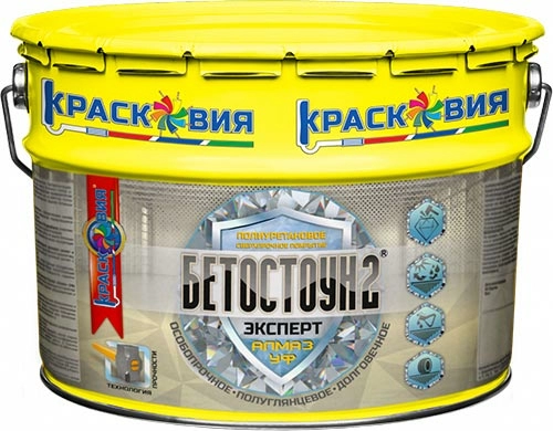 Бетостоун-2 Эксперт «Алмаз» (УФ), полиуретановая УФ-стойкая эмаль для бетонных полов, 10 кг, ведро