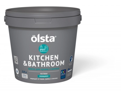 Краска влагостокая Olsta Kitchen&bathroom база С 2,7 л