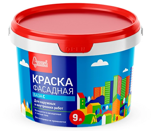 Краска Фасадная База С для наружных и внутренних работ 5 л Старатели