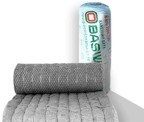 Мат прошивной теплоизоляционный Baswool, МП(МС)-100, 2000х1200х60 мм, с обкладкой из металлической сетки 1 шт (2,4 м2, 0,144 м3)