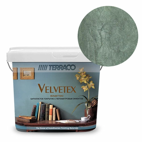 Перламутровая краска Terraco Velvetex VD-480, ведро 1 кг, бархатистый финиш