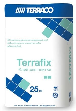 Универсальный клей Terraco для керамической плитки и керамогранита TERRAFIX White (белый) 25 кг мешок