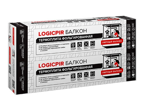 Утеплитель/Теплоизоляция LOGICPIR Балкон Ф/Ф L-кромка, Г4 1190х590х40 мм, Технониколь, PIR-плита теплоизоляционная