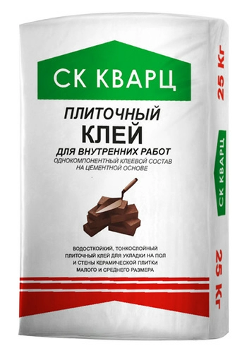 Плиточный клей для внутренних работ, СК Кварц, мешок, 25 кг
