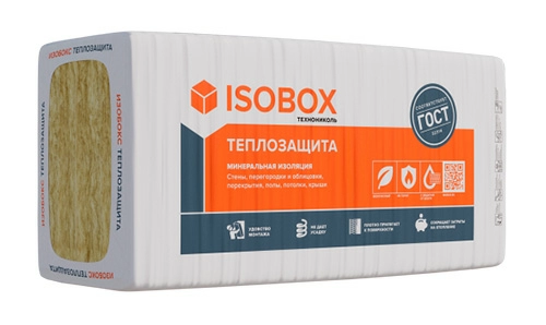 Мат минераловатный ISOBOX 38 P Теплозащита, 1200x610x50 мм, 8,8 м2, Технониколь
