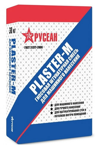 Штукатурная смесь PLASTER-М для машинного нанесения, Русеан, 30 кг