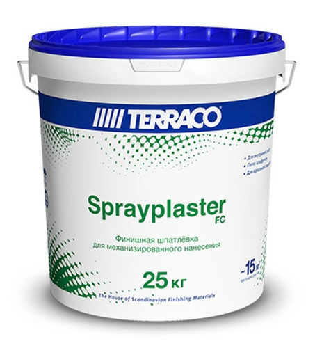 Штукатурка Terraco SPRAYPLASTER FC усиленная полимерная для механизированного нанесения, ведро 25 кг