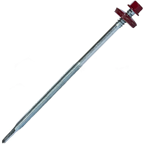 Саморез для сэндвич-панелей 6.3/5.5x205 мм RAL 3005 красное вино, 20 шт, Hardwex