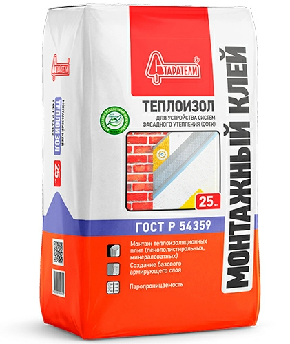Клей монтажный Теплоизол 25 кг мешок, Старатели