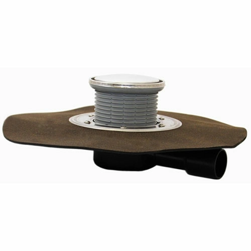 HL510NHPrR Трап с гориз. выпуском, круг. решёткой из нерж. стали 112 мм,  "СУХИМ" сифоном Primus и полимербитумным полотном DN40/50