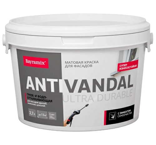Bayramix Ultra Durable AntiVandal антивандальная силиконовая краска, 2.7 л