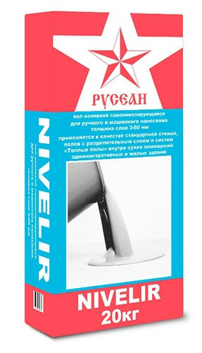 Пол наливной быстротвердеющий NIVELIR, тонкослойный, Русеан, 3-80 мм, 20 кг