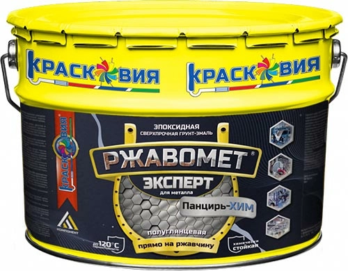 Двухкомпонентная эпоксидная грунт-эмаль по металлу Ржавомет Эксперт «Панцирь-ХИМ», 12 кг