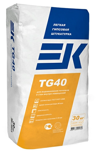 Гипсовая штукатурка ЕК TG40 мешок 30 кг ЕК Кемикал