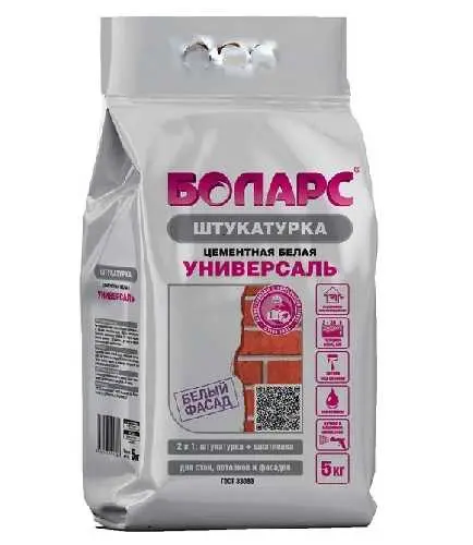 Штукатурка цементная белая УНИВЕРСАЛЬ БОЛАРС, 5 кг, мешок