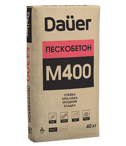 Dauer Сухая смесь М-400 Пескобетон высокопрочный армированный, 40 кг
