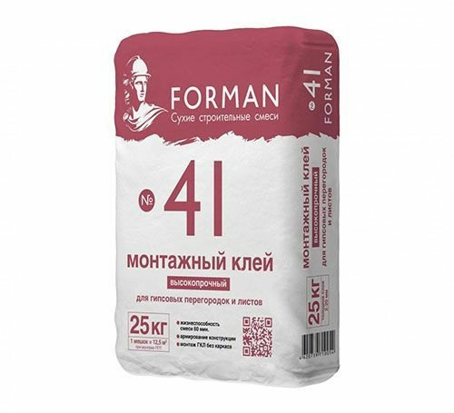 Монтажный клей для ГКЛ и ПГП Форман 41 - 25 кг, мешок