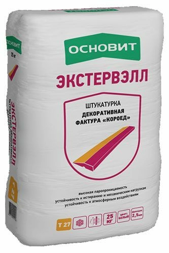 Штукатурка декоративная "Короед" Экстервэлл Т-27 белая, 25 кг
