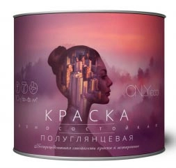 Краска ONLYeco акриловая, износостойкая, полуглянцевая, Ecoroom, 5 л, ведро