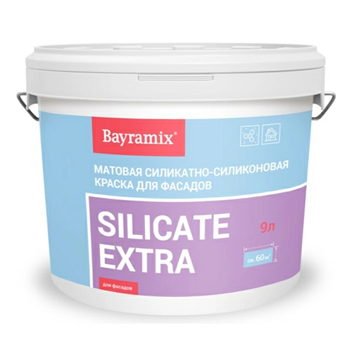 Bayramix Silicate Extra Краска силикатно-силиконовая для фасадов жилых и общественных зданий, 9 л