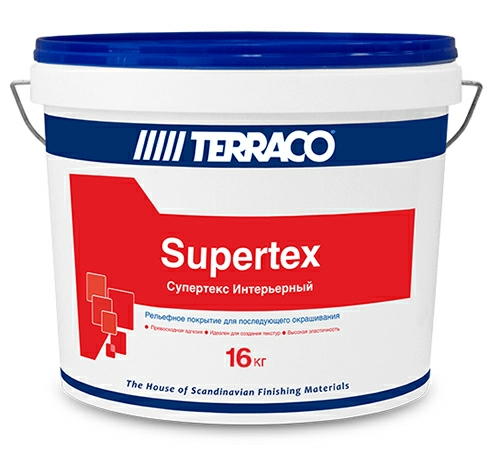 Готовая штукатурка применению пастообразное покрытие для внутренних работ TERRACO SUPERTEX INTERIOR 16 кг ведро