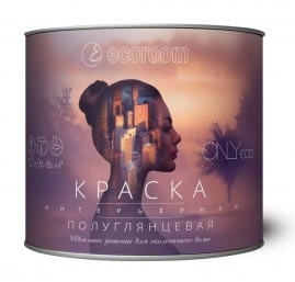 Краска ONLYeco акриловая, интерьерная, полуглянцевая, Ecoroom, 10 л, ведро