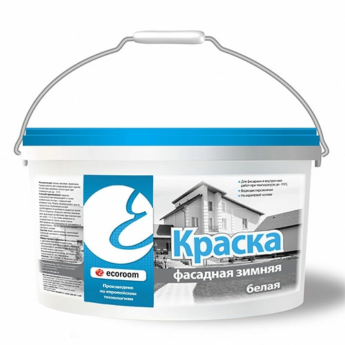 Краска акриловая, фасадная, зимняя, белая (морозостойкая), 7 кг ведро