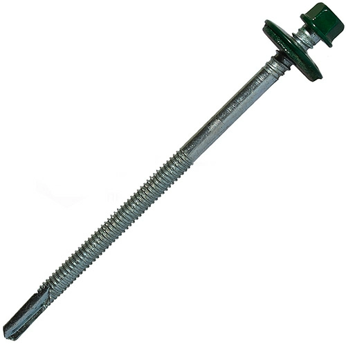 Саморез для сэндвич-панелей 6.3/5.5x185 мм RAL 6005 зеленый мох, 20 шт, Hardwex