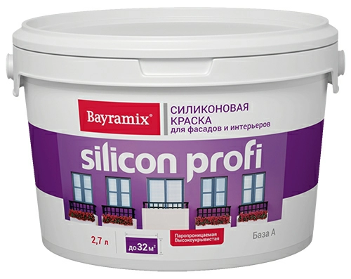 Bayramix Silicon Profi краска на акриловой основе с силиконовой добавкой для фасадов, База C, 9 л