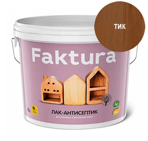 Лак-антисептик FAKTURA тик, ведро 9 л