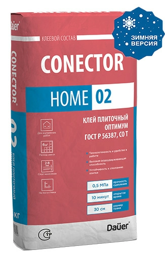 Conector Home 02 Зима, 25 кг, Клей плиточный Оптимум C0 T, Dauer, мешок