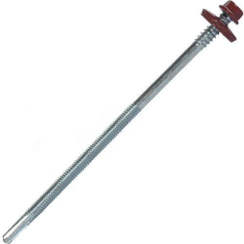 Саморез для сэндвич-панелей 6.3/5.5x235 мм RUSPERT (SILVER GREY), RAL 3009 красная окись, 20 шт, Hardwex