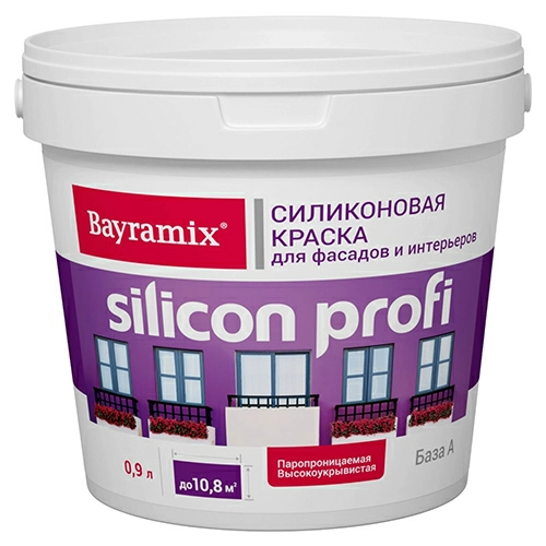 Bayramix Silicon Profi краска на акриловой основе с силиконовой добавкой для фасадов, База А, 2.7 л