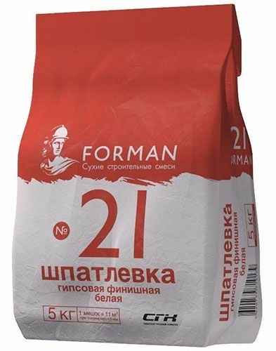 Шпатлевка гипсовая финишная Белая Форман 21 - 5 кг, мешок