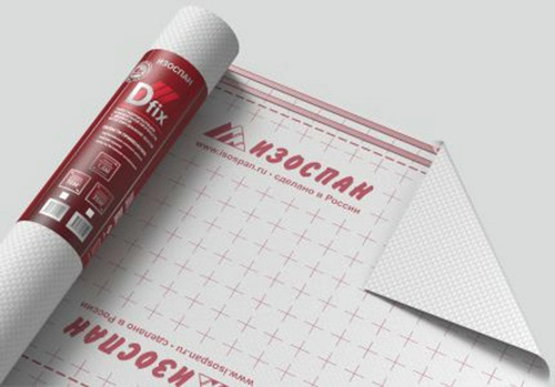 Изоспан D FIX с клейкой лентой 46.87х1,6 м, (70 м2) Гидро- пароизоляционная пленка повышенной прочности