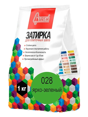 Затирка для плиточных швов цвет Ярко-зеленый 028, 1 кг, Старатели, мешок