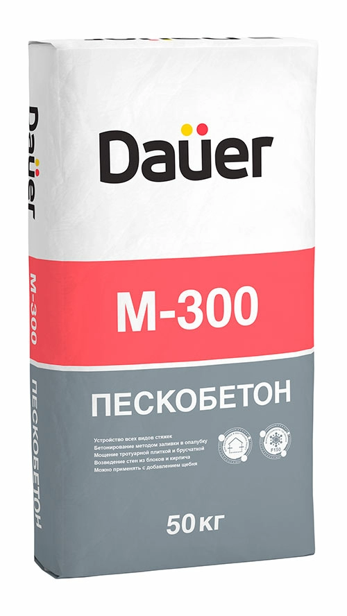 Dauer Сухая смесь М-300 Пескобетон, 40 кг, ПМД-10