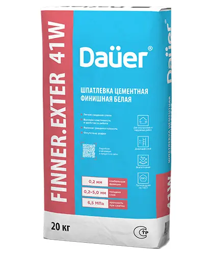 Шпатлевка цементная финишная белая FINNER® EXTER 41 W, мешок 20 кг