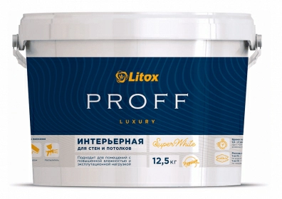 Краска на акриловой основе PROFF LUXURY ИНТЕРЬЕР, Литокс, 3 кг