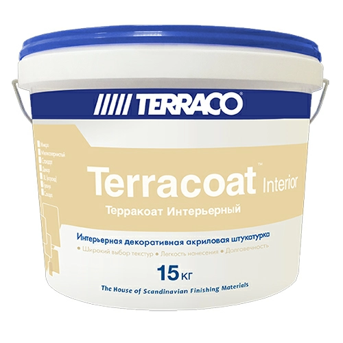 Декоративная штукатурка Terraco TERRACOAT INTERIOR STANDARD на акриловой основе с мелкой текстурой типа «шагрень» 15 кг ведро